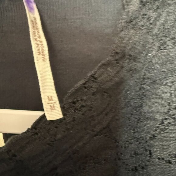 Free People Tea Time Blouse Women M Black Lace Open Back Puffed Sleeves Boho NWT - Picture 4 of 11